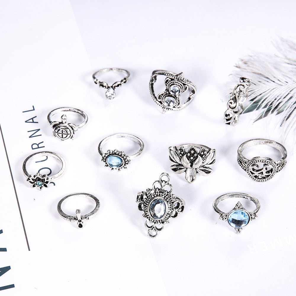 Wholesale Alloy Sparkling Diamond Turtle Cross Ring Set ACC-RS-KeRen002