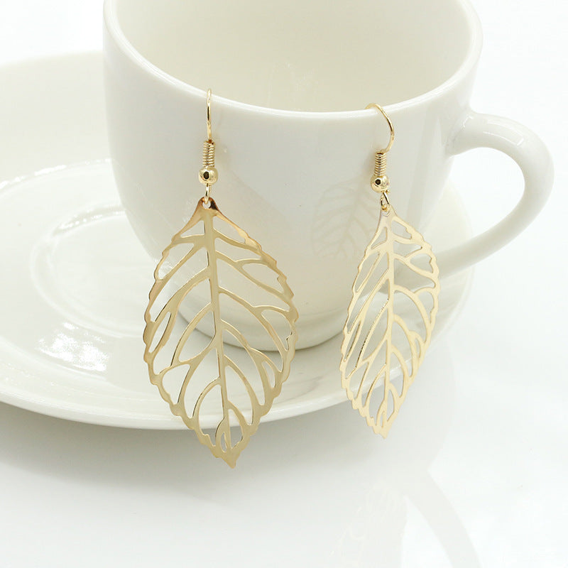 Wholesale Electroplated Alloy Leaf Earrings Forest Style Women S Jewelry Accessory Trendy Gift For Boutique Resale