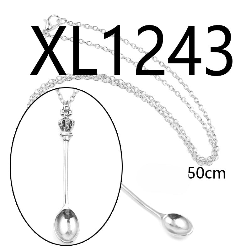 Wholesale Alloy Crown Spoon Necklaces ACC-NE-YBY002