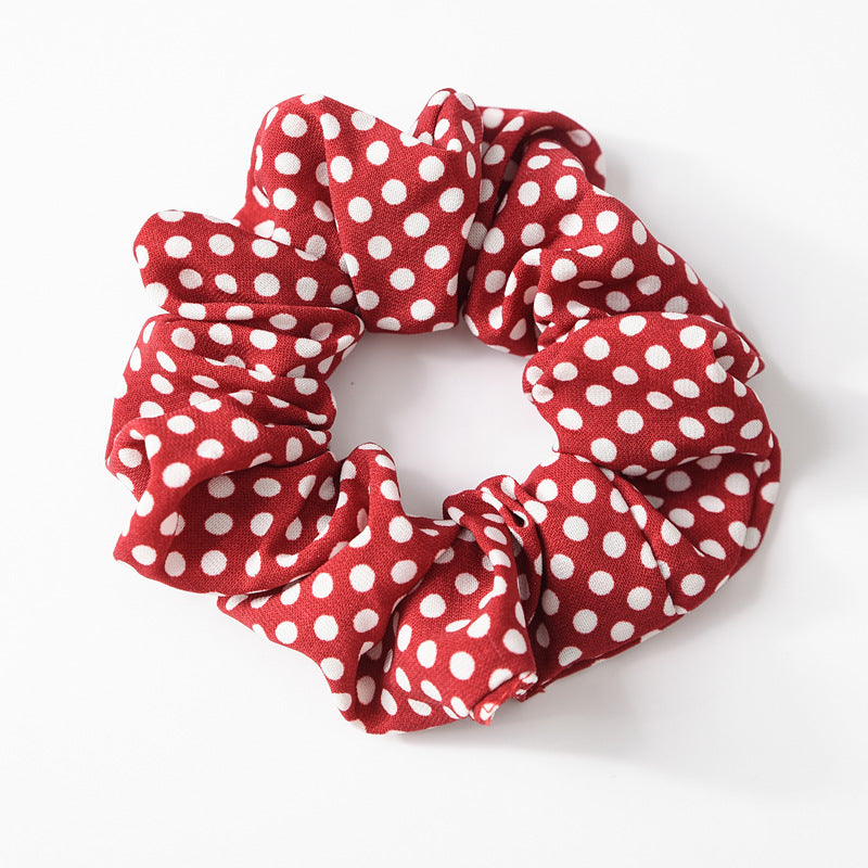 Wholesale 12pcs Hair Tie Rubber Band Large Polka Dot Chiffon Cloth Circles Hair Scrunchies ACC-HS-SanTai014