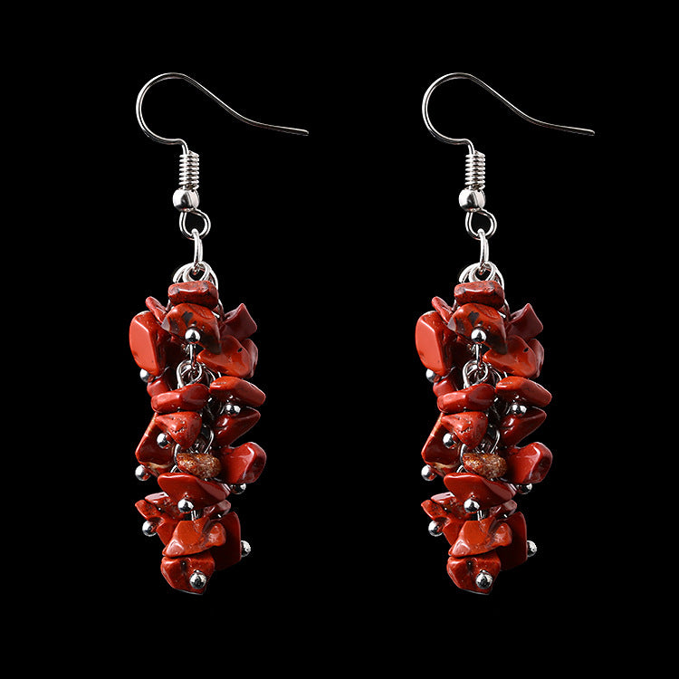 Wholesale Natural Crystal Stone Handmade Gravel Tassel Long Earrings ACC-ES-HanX002