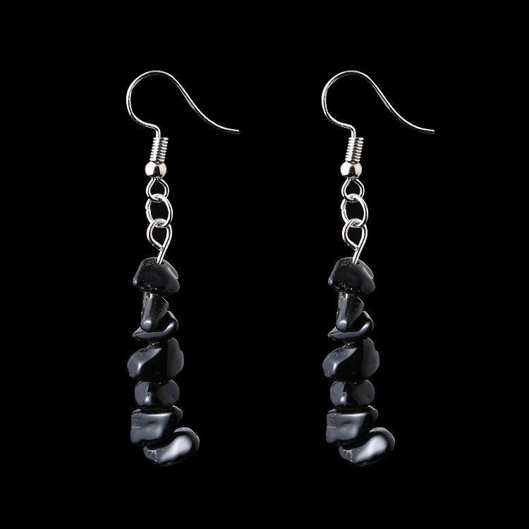 Wholesale Irregular Natural Crystal Stone Beaded Alloy Earrings ACC-ES-HanX001