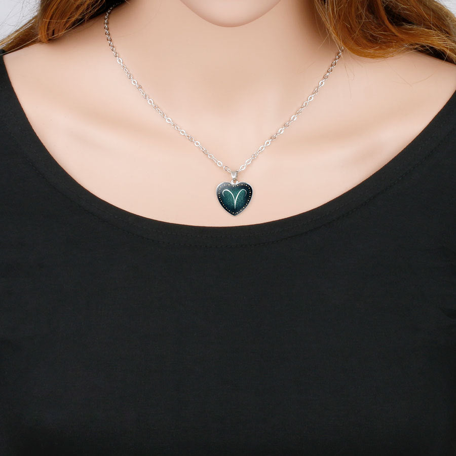 Wholesale Heart-shaped Zodiac Pendant Necklace