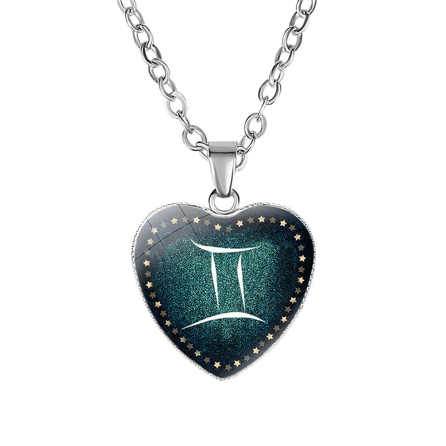 Wholesale Heart-shaped Zodiac Pendant Necklace