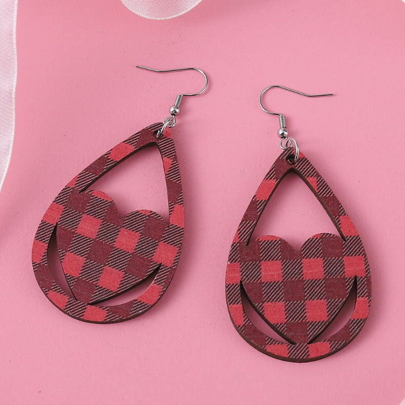 Wholesale Plaid Striped Love Water Drop Earrings ACC-ES-ChuLian123