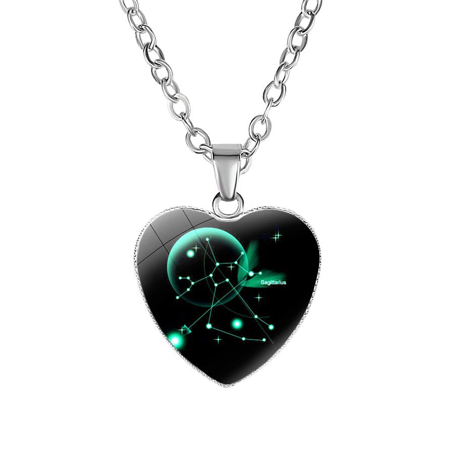 Wholesale  Twelve Constellation Heart Pendant Necklace