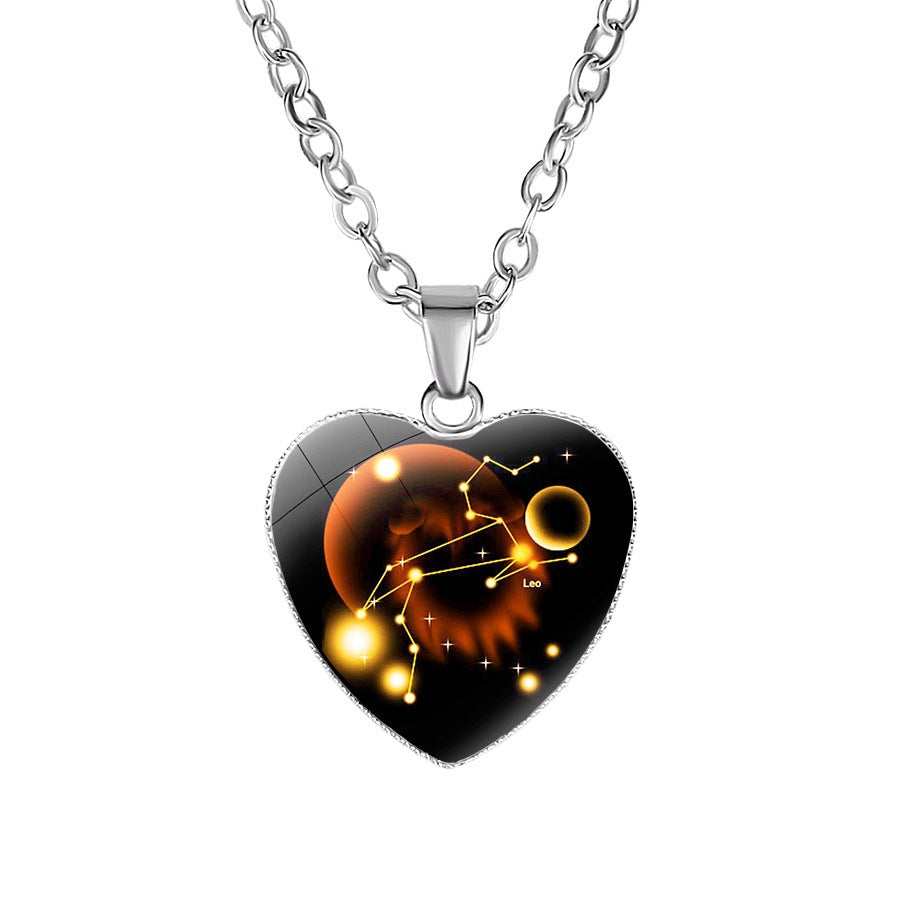 Wholesale  Twelve Constellation Heart Pendant Necklace