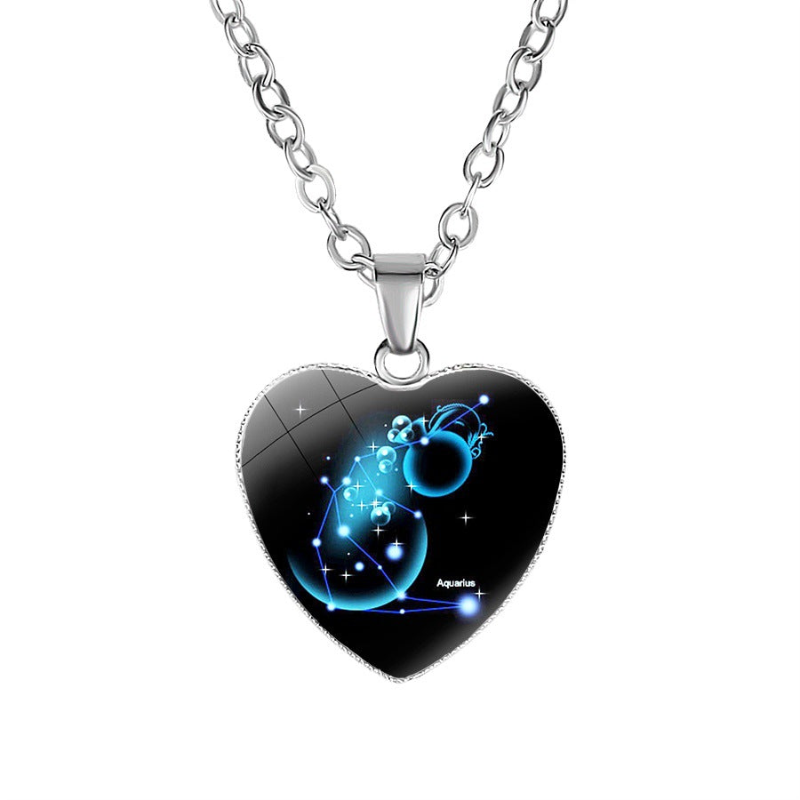 Wholesale  Twelve Constellation Heart Pendant Necklace