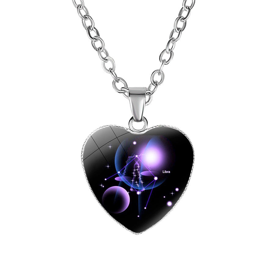 Wholesale  Twelve Constellation Heart Pendant Necklace