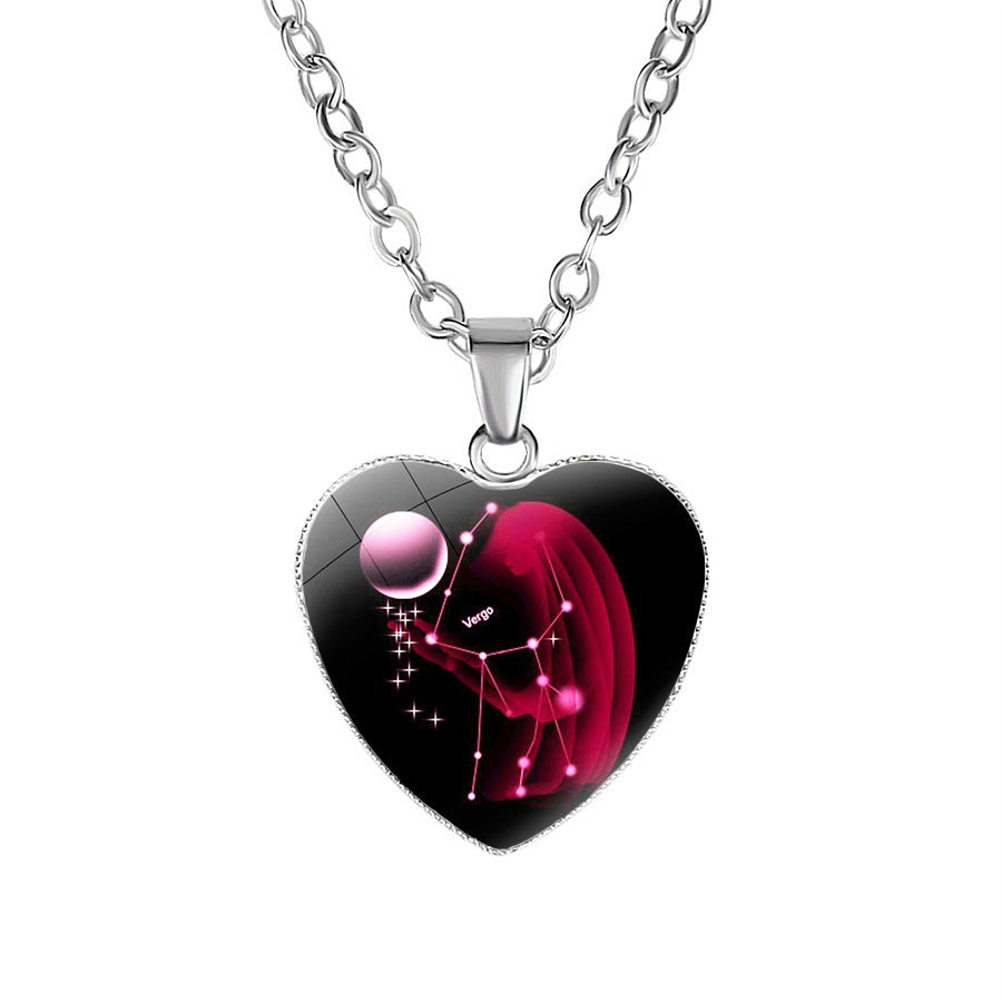 Wholesale  Twelve Constellation Heart Pendant Necklace