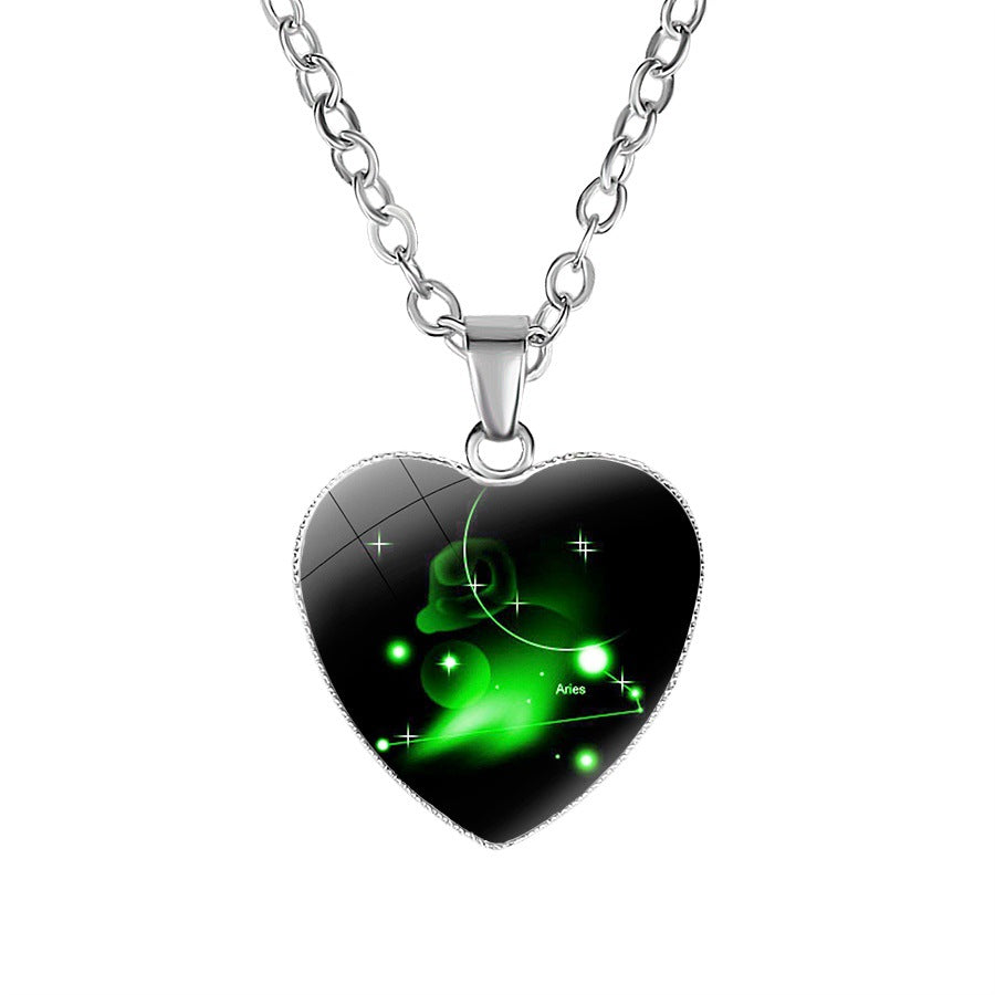 Wholesale  Twelve Constellation Heart Pendant Necklace