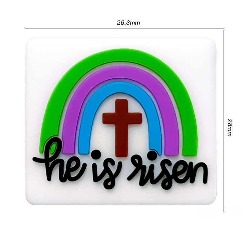 Wholesale 10pcs Rainbow Cross Silicone Beads DIY Handmade Beaded Pen Accessories ACC-BDS-WDX047