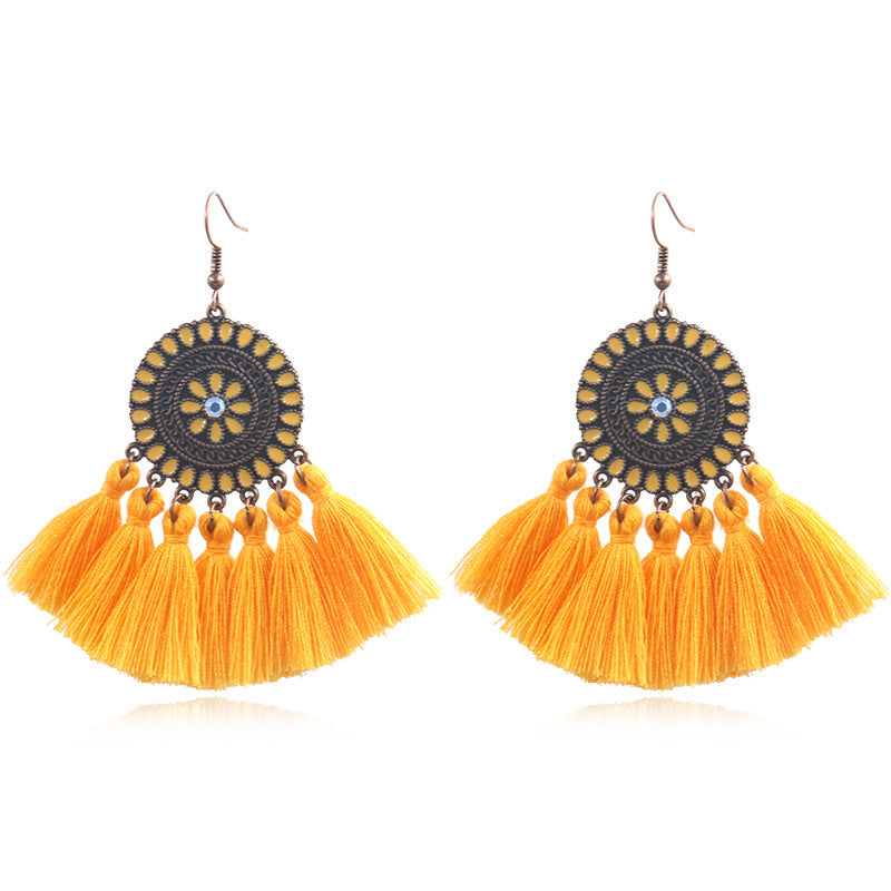 Wholesale Alloy Bohemian Tassel Earrings Trendy Fashion Accessory for Boutique Resale