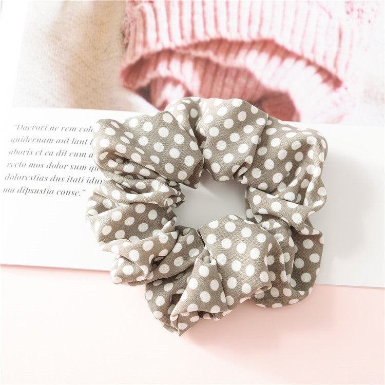 Wholesale 12pcs Hair Tie Rubber Band Large Polka Dot Chiffon Cloth Circles Hair Scrunchies ACC-HS-SanTai014