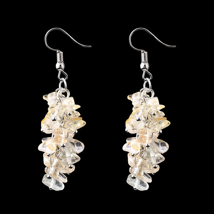 Wholesale Natural Crystal Stone Handmade Gravel Tassel Long Earrings ACC-ES-HanX002