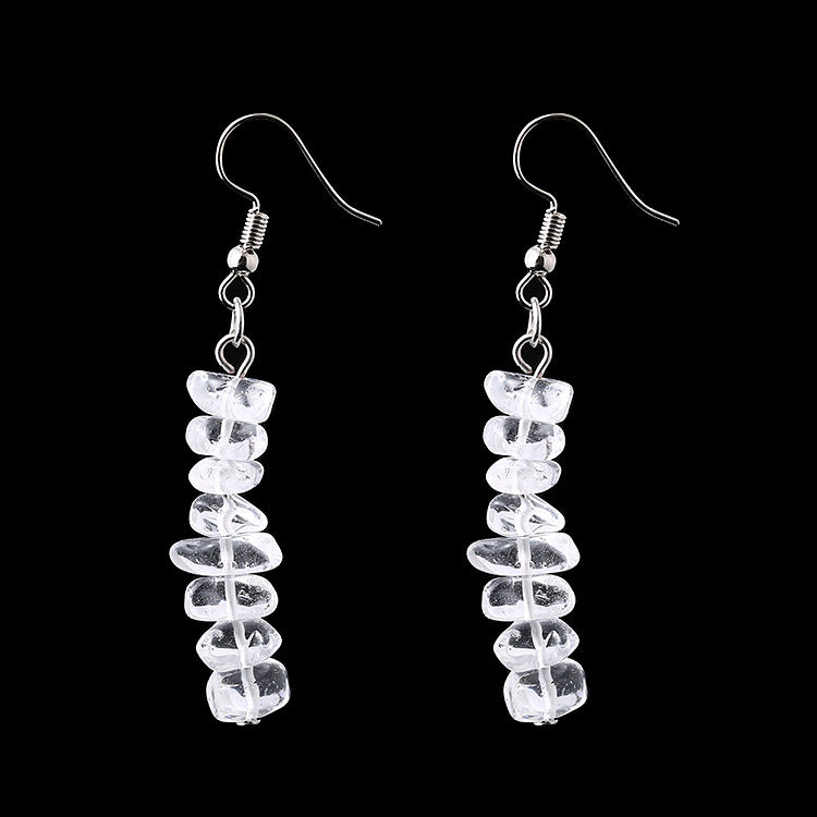 Wholesale Irregular Natural Crystal Stone Beaded Alloy Earrings ACC-ES-HanX001