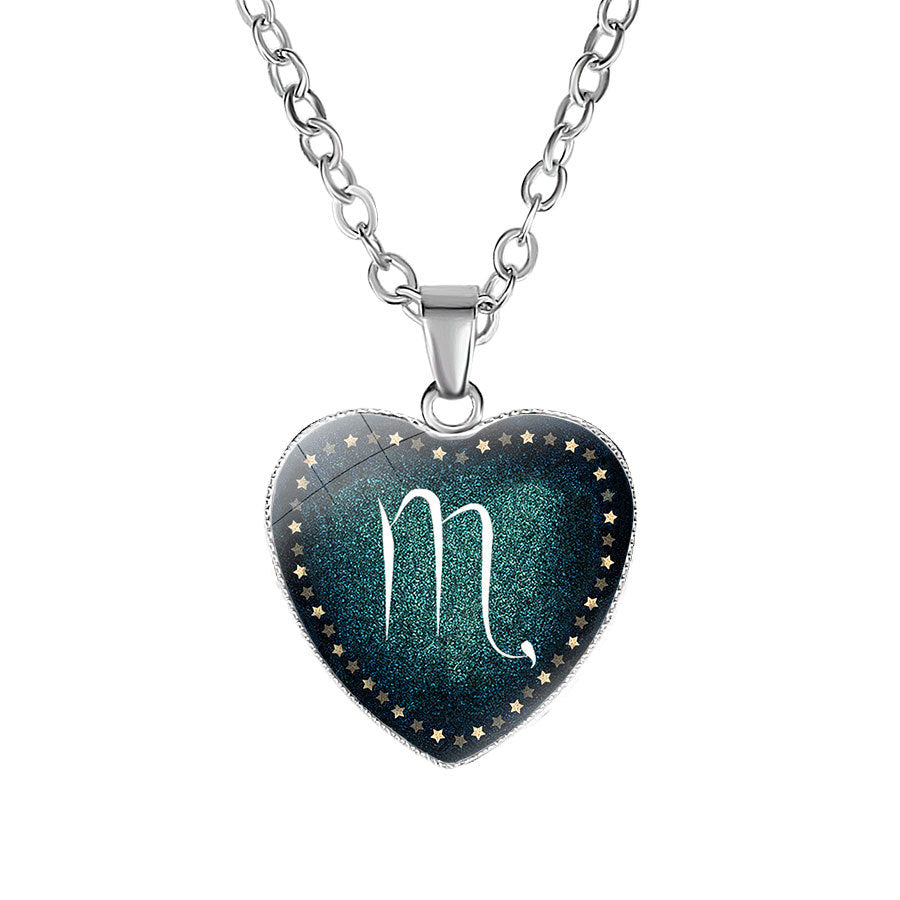 Wholesale Heart-shaped Zodiac Pendant Necklace