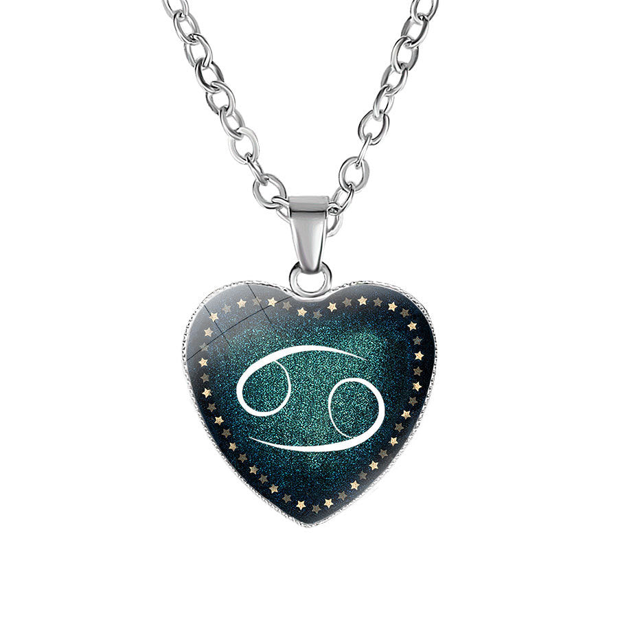 Wholesale Heart-shaped Zodiac Pendant Necklace