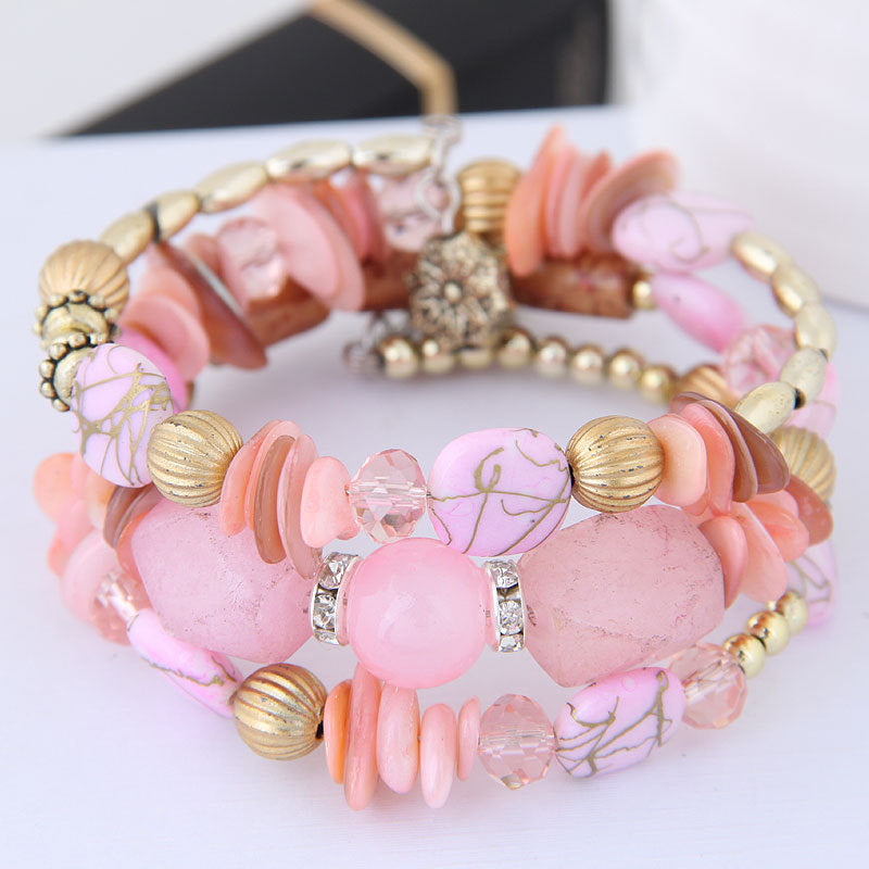 Wholesale Boho Style Kauri Crystal Mixed Multi-layered Bracelet Layered Bracelet Set ACC-BT-Weiy020