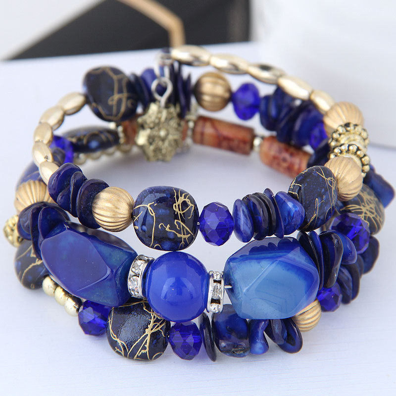 Wholesale Boho Style Kauri Crystal Mixed Multi-layered Bracelet Layered Bracelet Set ACC-BT-Weiy020