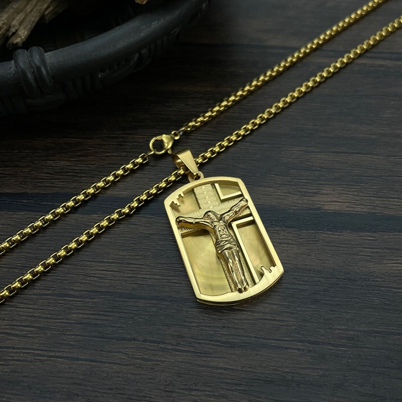 Wholesale Titanium Steel Cross Men's Necklaces ACC-NE-OPK001