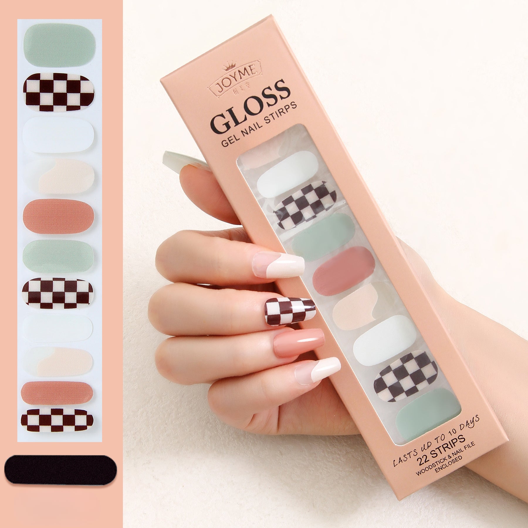 Wholesale Nail Stickers Waterproof, Baking Free, Solid Color Nail Stickers 22 Stickers ACC-NS-XKQ003