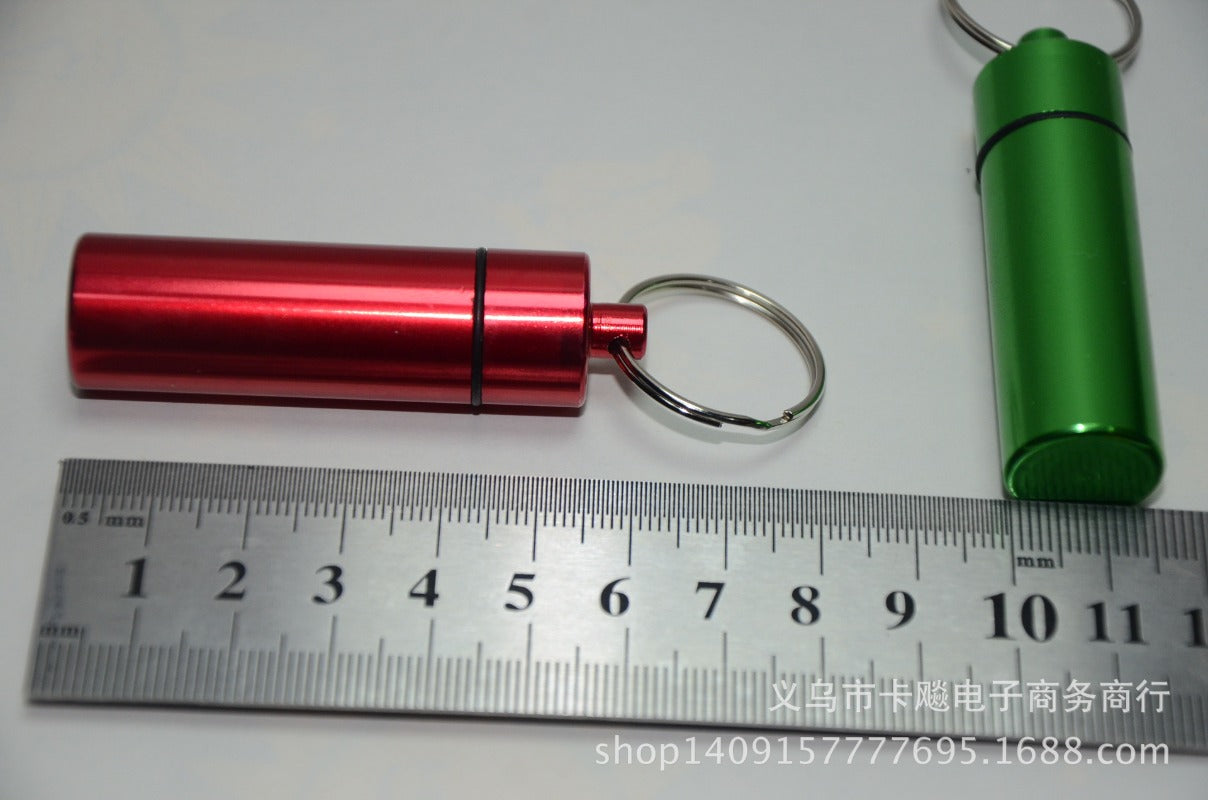 Wholesale Aluminum Alloy Flat Bottom Medicine Bottle Outdoor Convenient Keychain ACC-KC-KaBiao022