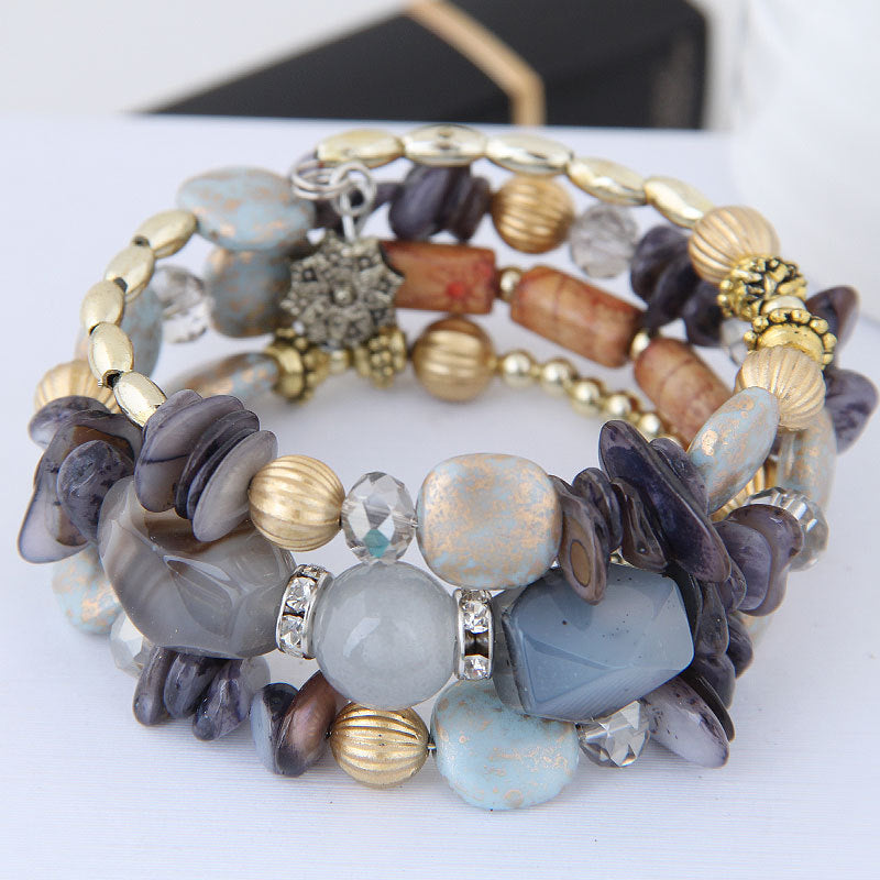 Wholesale Boho Style Kauri Crystal Mixed Multi-layered Bracelet Layered Bracelet Set ACC-BT-Weiy020