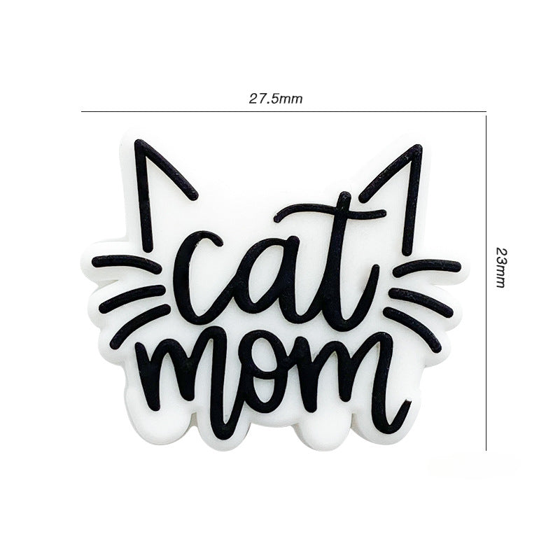 Wholesale 10pcs Cartoon Cat Mom Silicone Focal Beads DIY Accessories Mother's Day ACC-BDS-WDX075