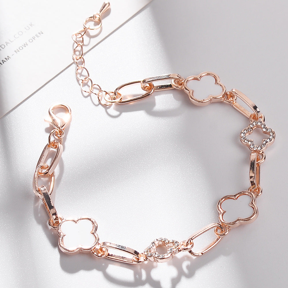Wholesale Light Luxury Bracelet Alloy Diamond Four-leaf Clover Bracelet ACCVIP-BT-Zhum001