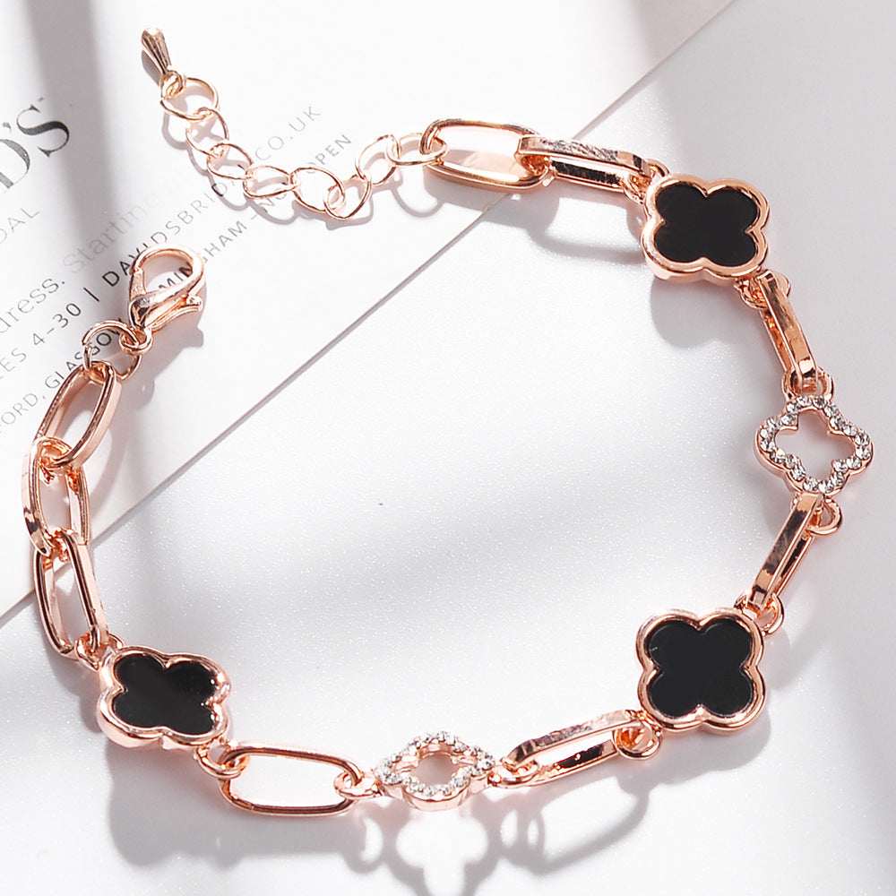 Wholesale Light Luxury Bracelet Alloy Diamond Four-leaf Clover Bracelet ACCVIP-BT-Zhum001
