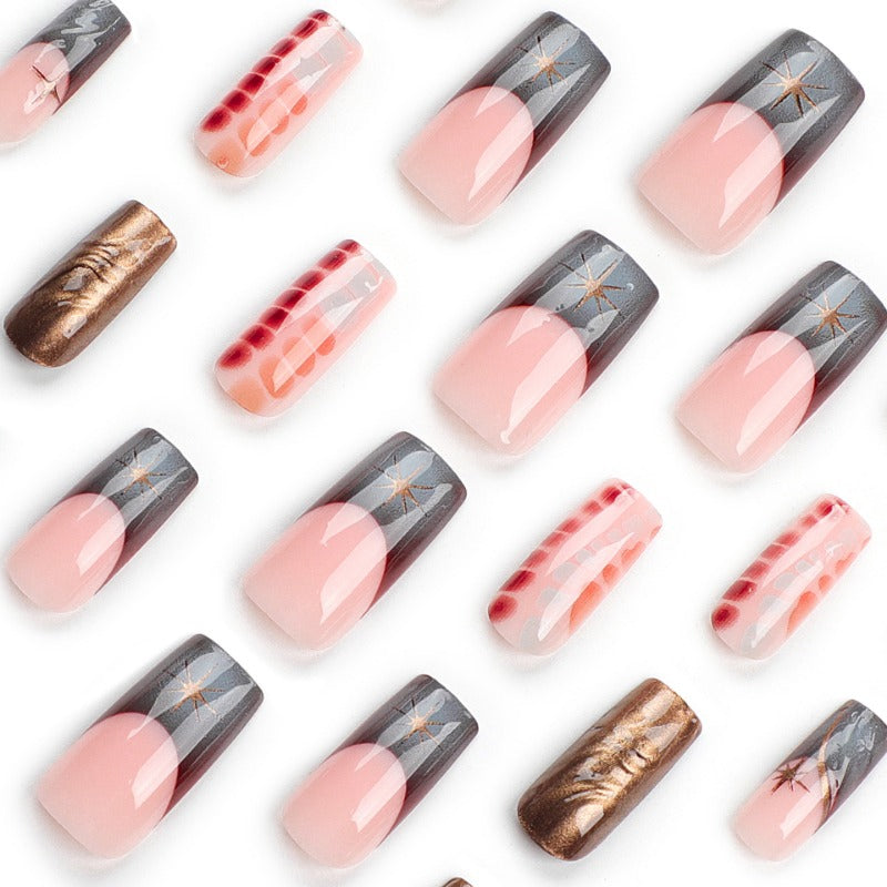 Wholesale 24 Pieces/box Pink Black Star Nails Kits Nail Stickers ACC-NS-LeFan210