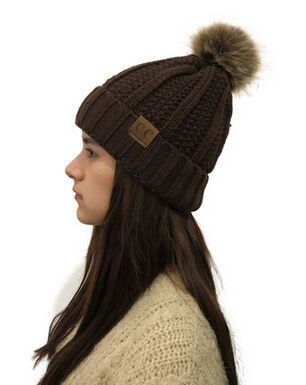 Wholesale Detachable Wool Ball Cuff Knitted Hat ACC-HT-Xiongk003
