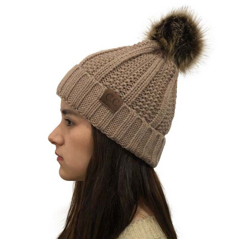 Wholesale Detachable Wool Ball Cuff Knitted Hat ACC-HT-Xiongk003