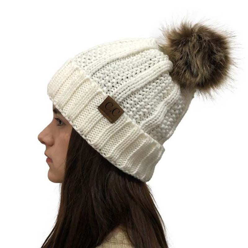 Wholesale Detachable Wool Ball Cuff Knitted Hat ACC-HT-Xiongk003