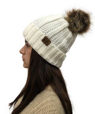 Wholesale Detachable Wool Ball Cuff Knitted Hat ACC-HT-Xiongk003