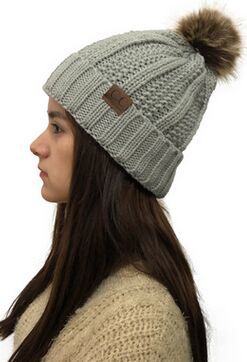 Wholesale Detachable Wool Ball Cuff Knitted Hat ACC-HT-Xiongk003