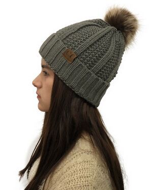 Wholesale Detachable Wool Ball Cuff Knitted Hat ACC-HT-Xiongk003