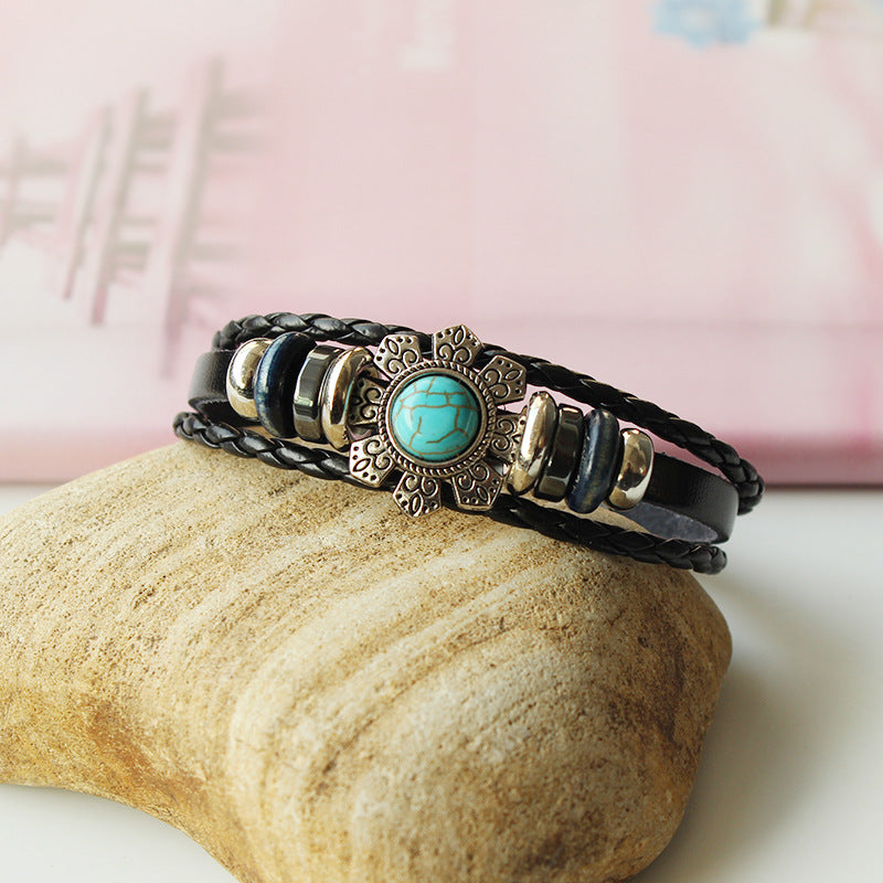 Wholesale Vintage Stainless Steel Turquoise Women's Bracelet ACC-BT-Luany003