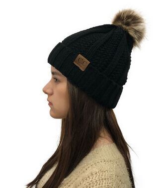 Wholesale Detachable Wool Ball Cuff Knitted Hat ACC-HT-Xiongk003