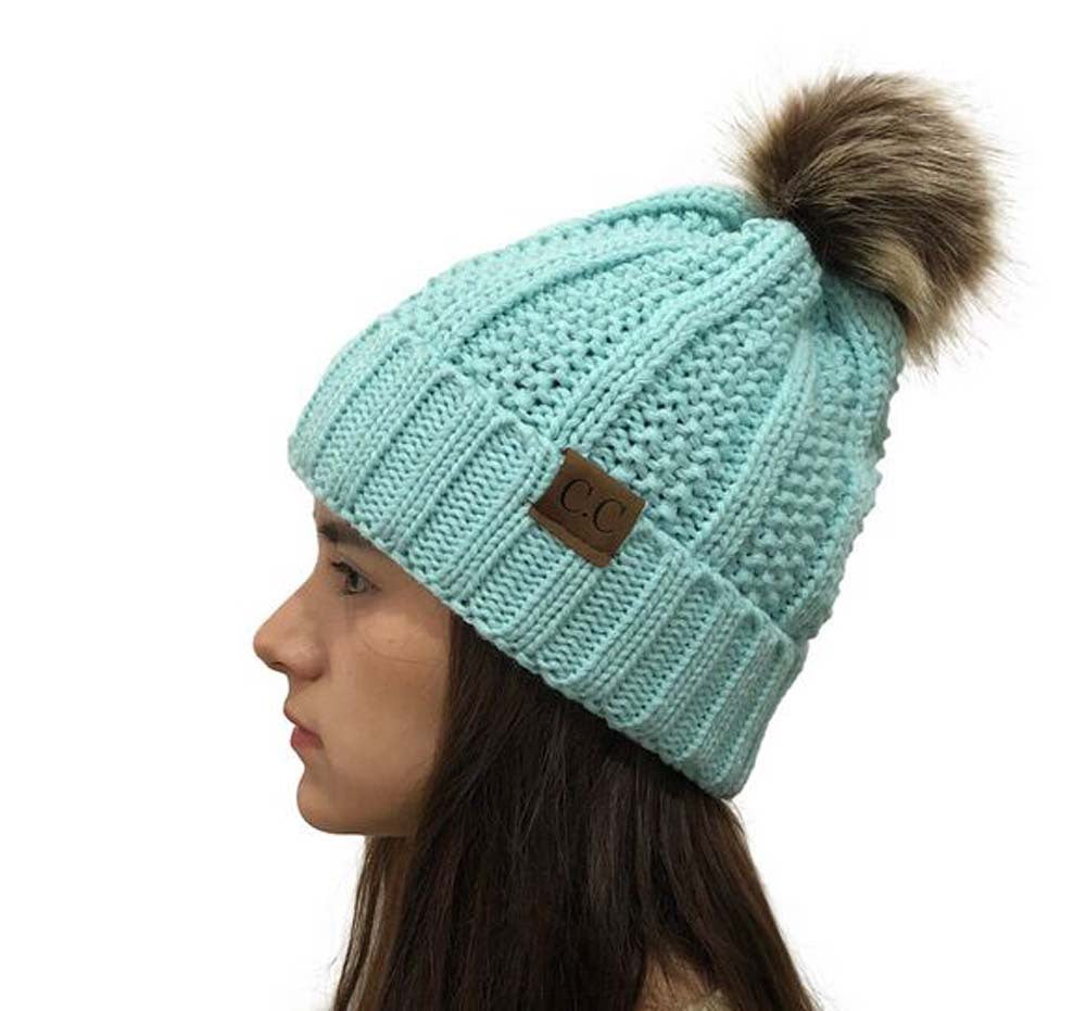 Wholesale Detachable Wool Ball Cuff Knitted Hat ACC-HT-Xiongk003