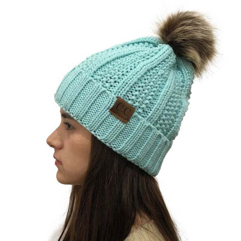 Wholesale Detachable Wool Ball Cuff Knitted Hat ACC-HT-Xiongk003