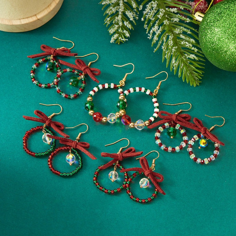 Wholesale Christmas Xmas Bow Wreath Earrings ACC-ES-YingHao005