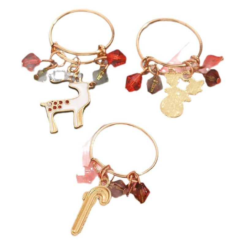 Wholesale Christmas Animal Pendant Elk Cane Open Rings ACC-RS-GaoTu001
