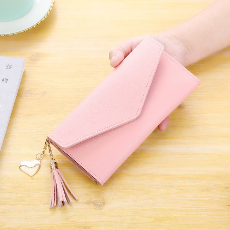Wholesale  Long Tassel Campus Pendant Fashion Wallet