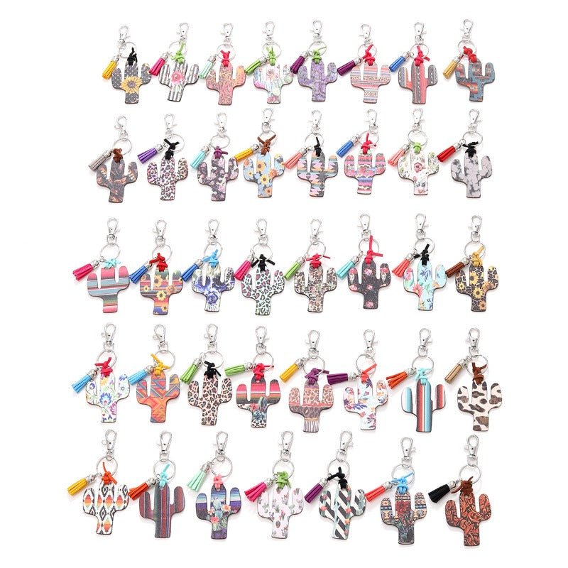 Wholesale Wooden Cactus Leopard Print Keychain ACC-KC-YTian030