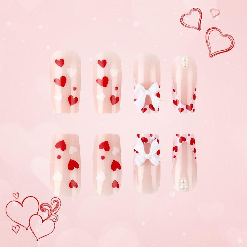 Wholesale 24 Pieces/box Valentine's Day Love Bow Nails Kits Nail Stickers ACC-NS-MiKe034