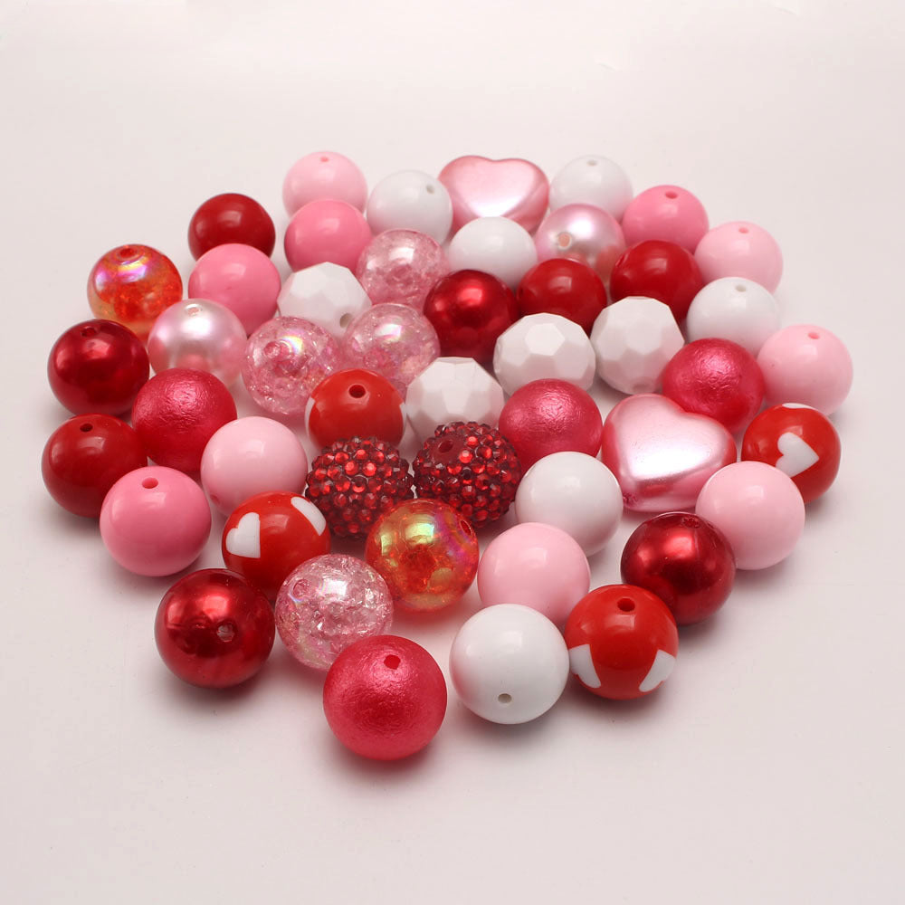 Wholesale  50pcs/pack Bubblegum Beads Light Pink Love Valentine's Day 20MM Acrylic Large Beads
