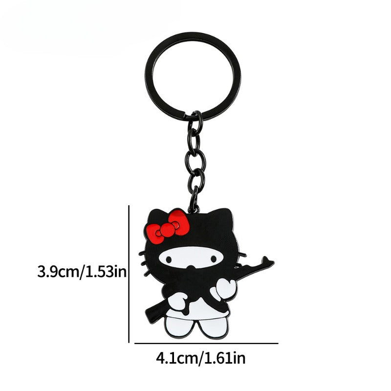 Wholesale Cartoon Funny Bow Black Head Cover Cat Alloy Keychain ACCVIP-KC-KeFeng006
