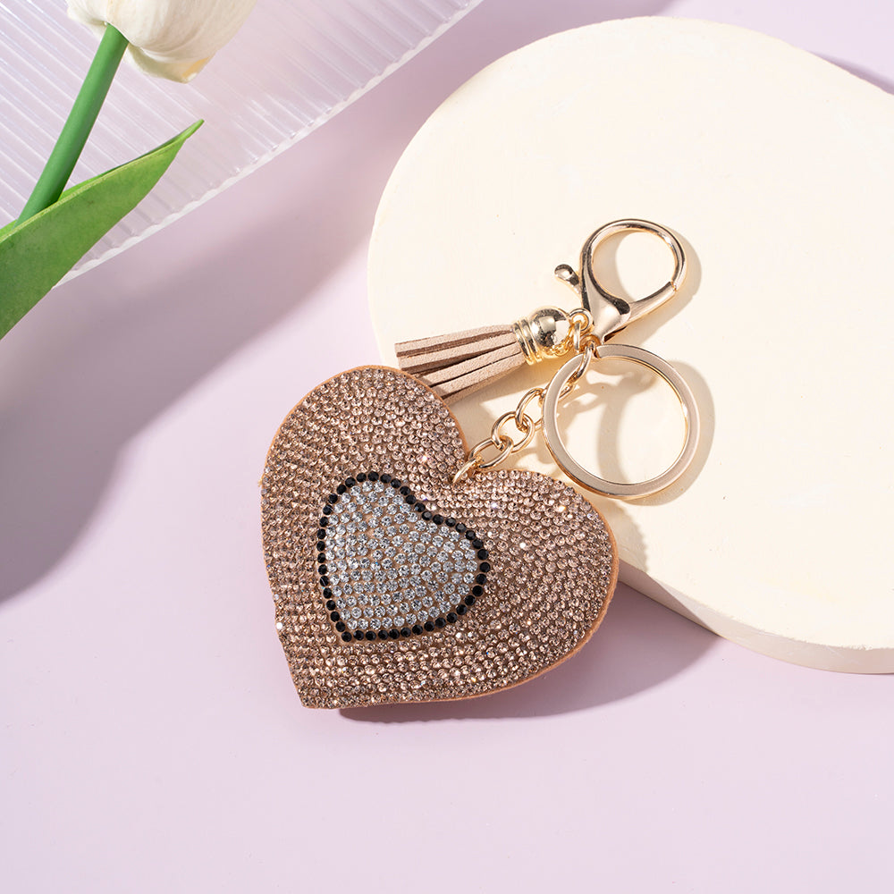 Wholesale Diamond Two-color Love Heart Keychains ACC-KC-ZhiYa059